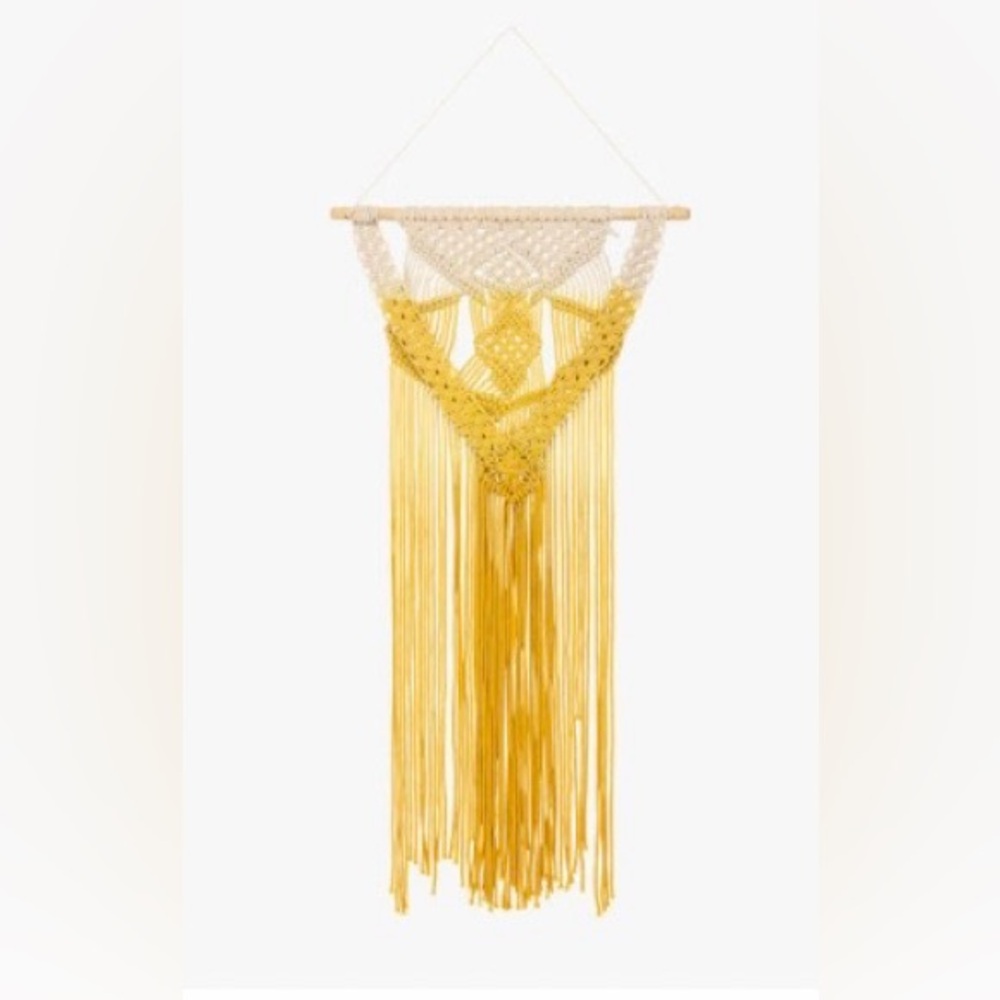 Yellow and White Macrame Wall Hanging